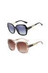 JZK Lot de 2 lunettes de soleil polarisées noires et marron pour femme - Lunettes de soleil carrées pour la conduite de voitu