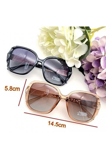 JZK Lot de 2 lunettes de soleil polarisées noires et marron pour femme - Lunettes de soleil carrées pour la conduite de voitu