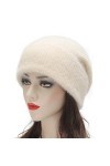 ZLYC Bonnet dhiver souple en tricot côtelé chaud pour homme et femme, Blanc uni., taille unique
