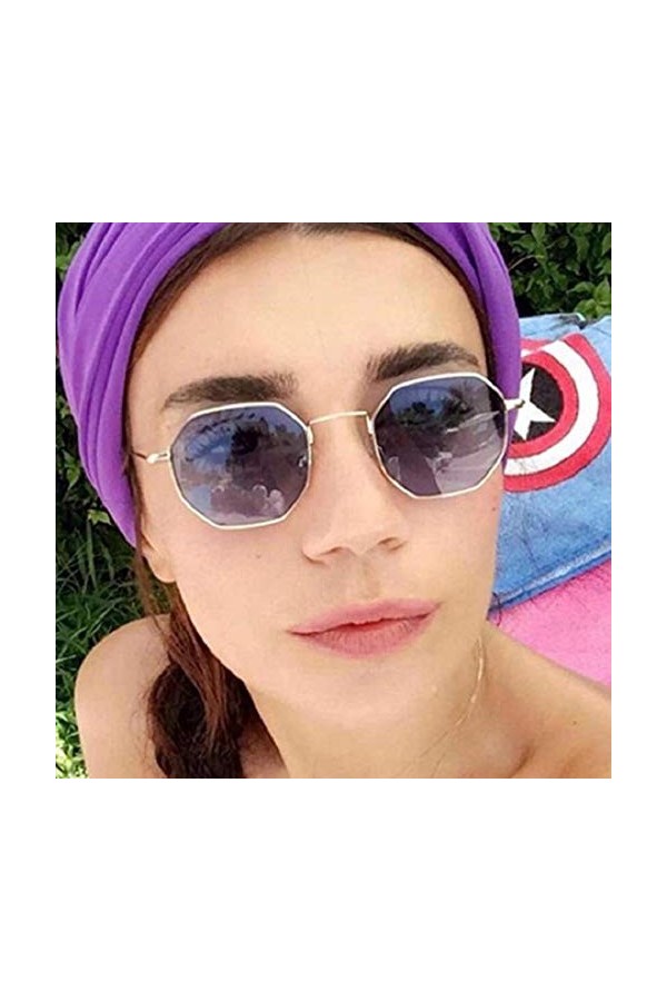 BXing Lunettes de Soleil Lunettes rétro Monture en métal Lunettes de Soleil polygonales Femmes Hommes Lunettes Lunettes de So