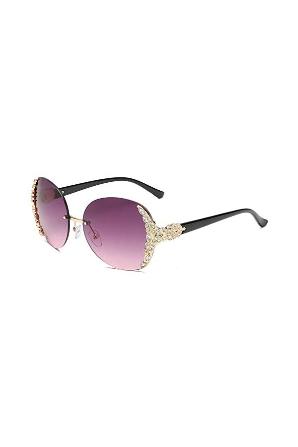 Lunettes De Soleil sans Cadre Femmes Luxe Strass Lunettes De Soleil Surdimensionnées Nuances Vintage pour Femmes Dégradé Mode