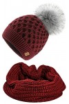 4sold Dames Beanie Warm Hiver Bobble Fausse Fourrure Pom Pom Wooly Full Liner Cossy - Set Model 1 Rouse Pink 08