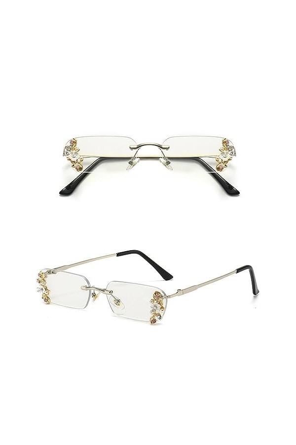 MUTYNE Lunettes de soleil en cristal de diamant sans monture pour femmes hommes lunettes de soleil de luxe forage lunettes de