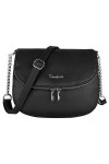 David Jones - Petite Besace Femme - Sac Bandoulière Chaînes Cuir PU Porté Epaule - Pochette Sacoche Zip à Rabat 2 Compartimen
