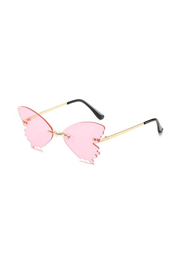 YUANCHENG Unique Forme de Papillon sans Monture Femmes Lunettes de Soleil Clair océan lentille Lunettes rétro Hommes Lunettes