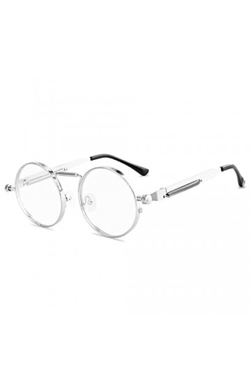 Métal Vintage Punk Style Lunettes De Soleil Hommes Rétro Rond Y2K Cyberpunk Femmes Lunettes De Soleil Mode Lunettes-Argent Cl