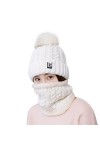 TININNA 2 Pièces Ensemble Beanie Chapeau Bonnet et Écharpe de Cercle Cache-Col Tour de Cou Femme Fille en Tricot dhiver Avec