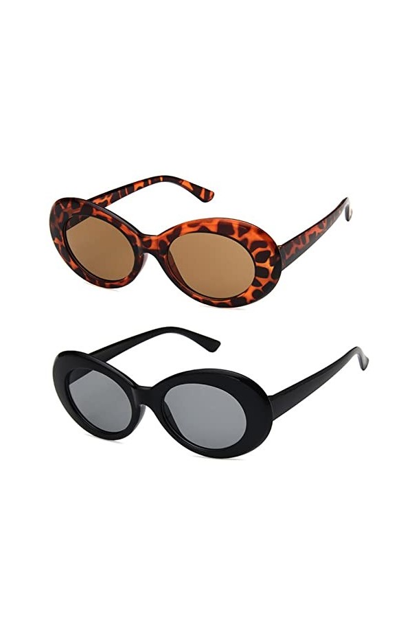 ALJY 2 Paires De Lunettes De Soleil Ovales Vintage, Lunettes Ovales Dextérieur, Lunettes De Soleil Homme Femme, UV400, Lunet