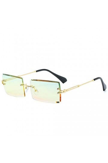 SHANGYUN Petites Lunettes de Soleil Rectangle Femmes Lunettes de Soleil carrées sans Monture pour Femmes uv400 Vert Brun 3