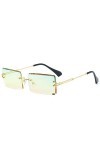 SHANGYUN Petites Lunettes de Soleil Rectangle Femmes Lunettes de Soleil carrées sans Monture pour Femmes uv400 Vert Brun 3