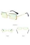 SHANGYUN Petites Lunettes de Soleil Rectangle Femmes Lunettes de Soleil carrées sans Monture pour Femmes uv400 Vert Brun 3