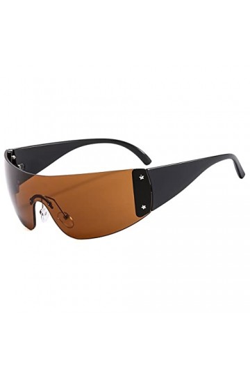 WDZAYXC Rimless Y2K Lunettes de soleil surdimensionnées sans monture pour homme et femme Protection UV 400, T-shirt noir., Ta