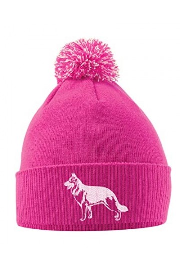 Purple Print House Bonnet à pompon avec pompon pour berger allemand - Idée cadeau pour les amateurs de chiens alsaciens - Pou