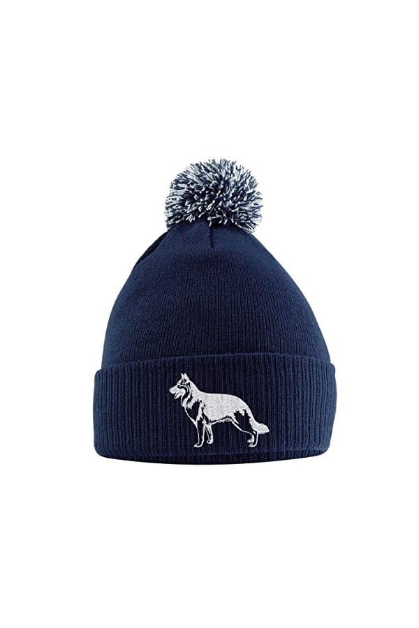 Purple Print House Bonnet à pompon avec pompon pour berger allemand - Idée cadeau pour les amateurs de chiens alsaciens - Pou