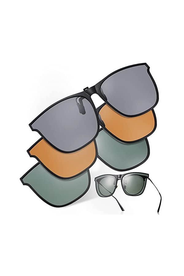 Lunettes de soleil polarisées à clip pour porteurs de lunettes de soleil polarisées à clipser 3 paires de lunettes de soleil