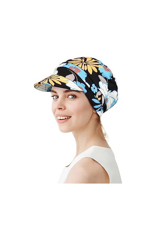 Alnorm Casquette de baseball super douce et respirante en bambou pour femme, blanc/bleu, taille unique