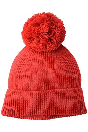 Amazon Essentials Chunky Beanie with Yarn Pom, Rouge, Taille Unique