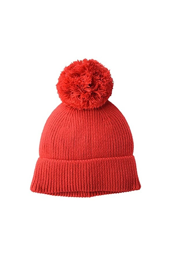 Amazon Essentials Chunky Beanie with Yarn Pom, Rouge, Taille Unique