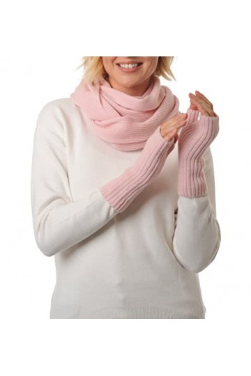 Mitaines - Chauffe-poignets - Tricot cachemire mérinos, rose pâle, taille unique