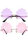 Kisangel Lunettes De Soleil Coquillage À La Mode 2 Pièces Lunettes De Soleil Ondulées Sans Monture Lunettes En Forme De Coqui