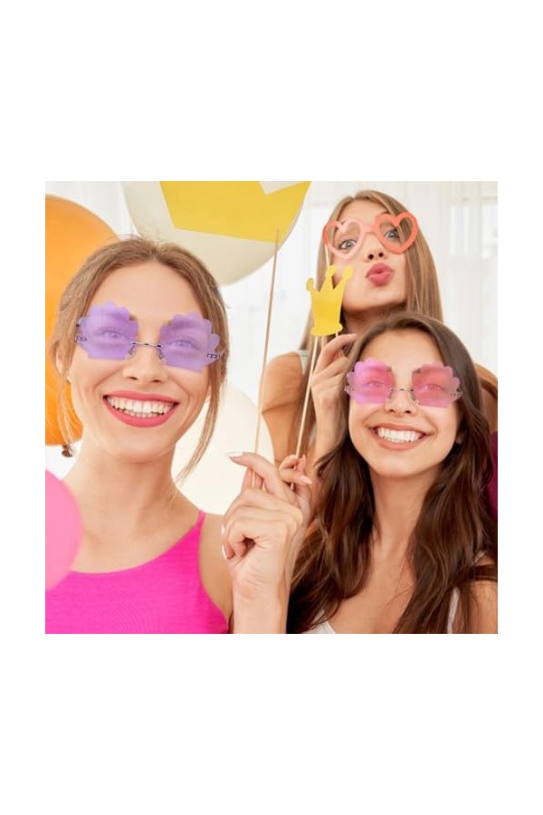 Kisangel Lunettes De Soleil Coquillage À La Mode 2 Pièces Lunettes De Soleil Ondulées Sans Monture Lunettes En Forme De Coqui