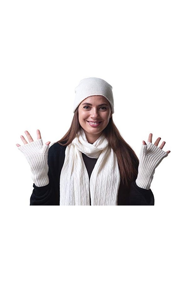 Mitaines - Chauffe-poignets - Tricot cachemire mérinos, rose pâle, taille unique