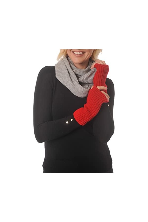 Mitaines - Chauffe-poignets - Tricot cachemire mérinos, rose pâle, taille unique