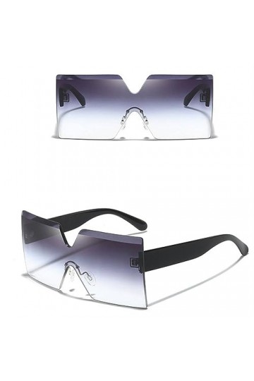 MUTYNE Lunettes de soleil une pièce sans cadre surdimensionnées sans monture pour femmes, lunettes de soleil carrées, 3, tail