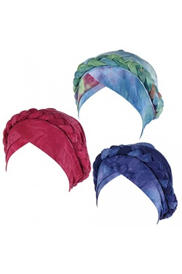 AIEOE Bonnet Turban pour Femme Mode Souple Tresse Pré-Noué Casquette de Perte de Cheveux Multicolore