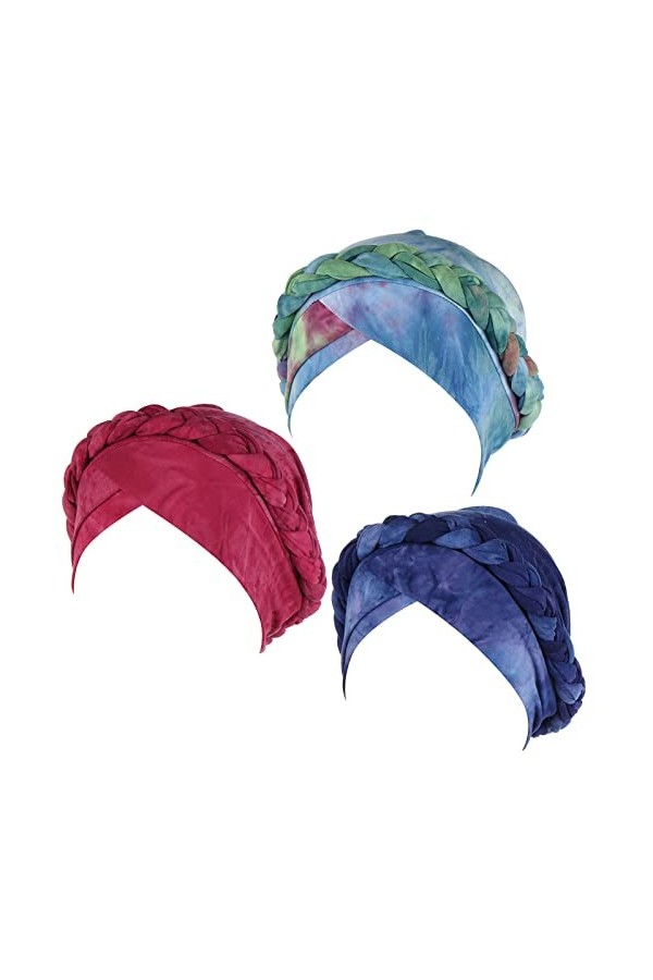 AIEOE Bonnet Turban pour Femme Mode Souple Tresse Pré-Noué Casquette de Perte de Cheveux Multicolore