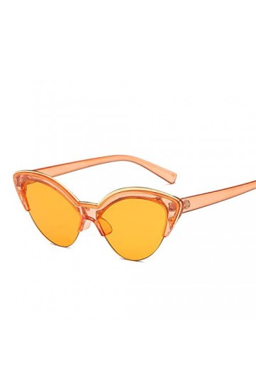 YUANCHENG Cat Eye Lunettes de Soleil Femmes Bleu Mode Lunettes de Soleil pour Femmes Trendy Tinted Color Shade UV400 5-Orange