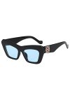 lunettes de soleil Lunettes Hommes et Femmes avec lunettes de soleil Tendance Street Street Sunglasses-Feuille noire/bleue