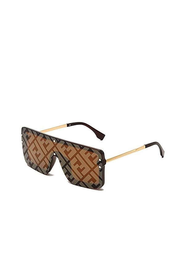 lunettes de soleil Lunettes de soleil à coupe-vent de la mode hommes et femmes avec tendance à lunettes de soleil-Film dor b