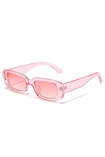 ESALIA Lunettes de soleil rectangulaires rétro Lentille colorée Lunettes pour homme et femme, Rose, Taille unique