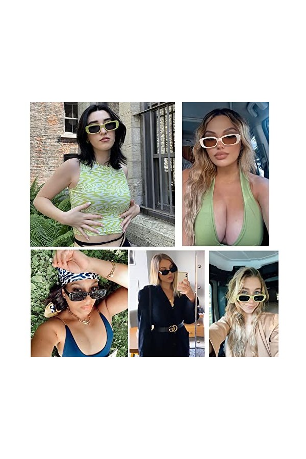 FSMILING 6 Stücke Vintage Rechteckige Sonnenbrille Set Für Damen Und Herren，party Sonnenbrillen Retro 90er Lustige Party Bril