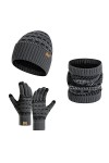 INSISMY Ensemble Bonnet Hiver Écharpe Gants décran Tactile Chapeau tricoté pour Homme Femme Cache-cou Bonnet de crâne épais 