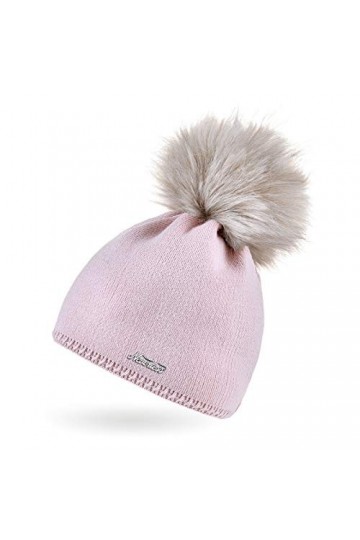 Neverless® Bonnet tricoté avec pompon pour femme - - Taille Unique