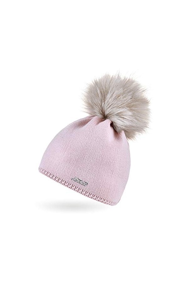Neverless® Bonnet tricoté avec pompon pour femme - - Taille Unique
