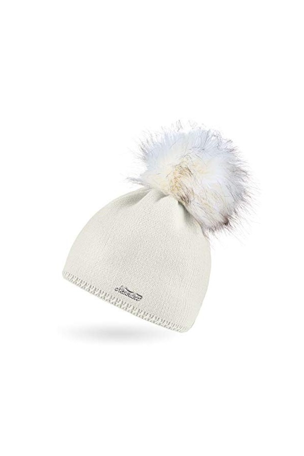 Neverless® Bonnet tricoté avec pompon pour femme - - Taille Unique