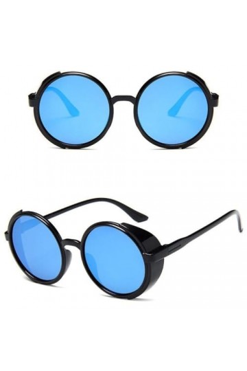 Lunettes de Soleil Steampunk Femme Lunettes Rétro Lunettes de Soleil Rondes Femme Steam Punk Vintage Lunettes de Mode, 6, Tai