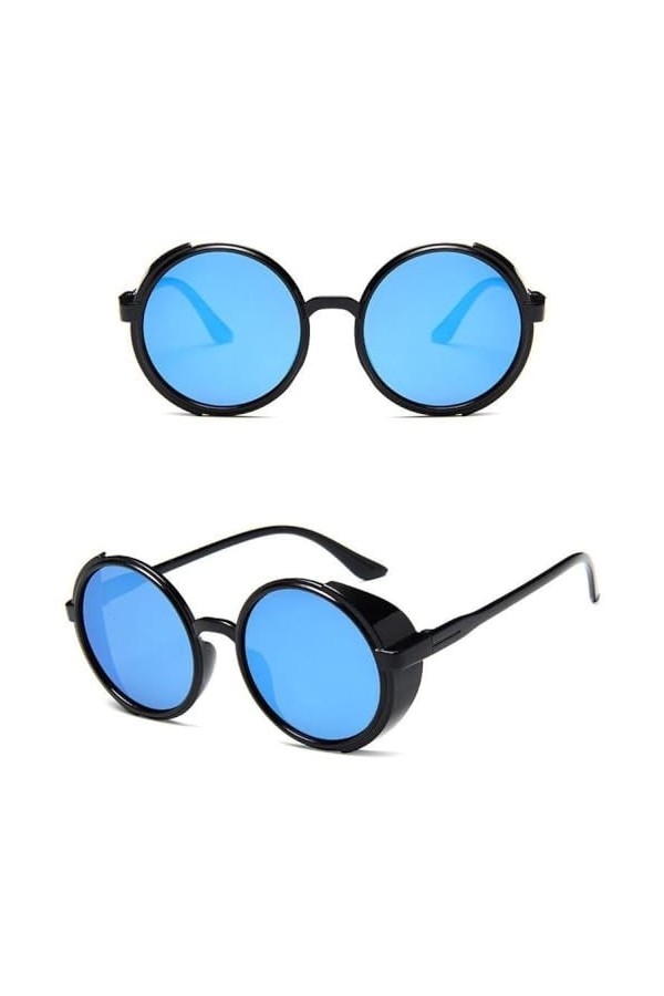 Lunettes de Soleil Steampunk Femme Lunettes Rétro Lunettes de Soleil Rondes Femme Steam Punk Vintage Lunettes de Mode, 6, Tai