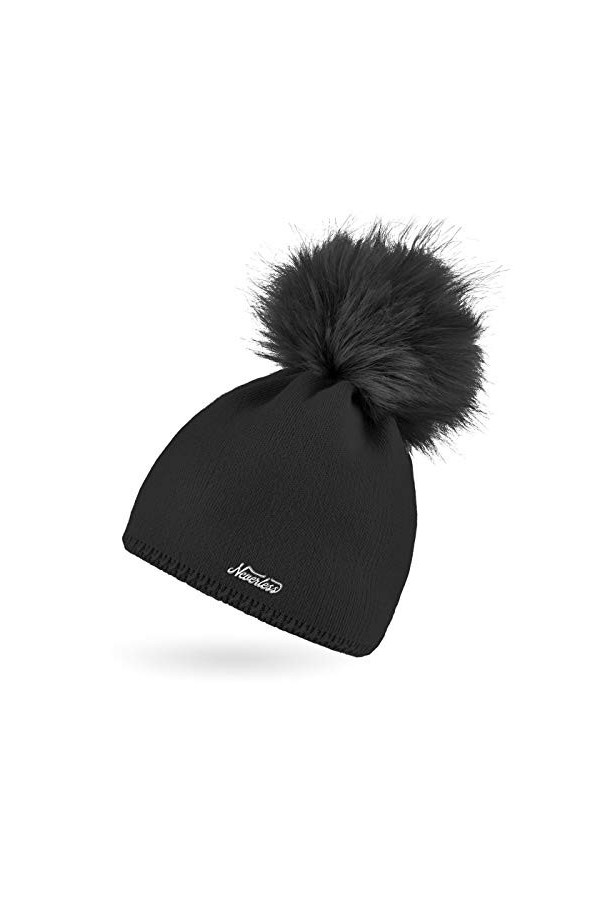 Neverless® Bonnet tricoté avec pompon pour femme - - Taille Unique
