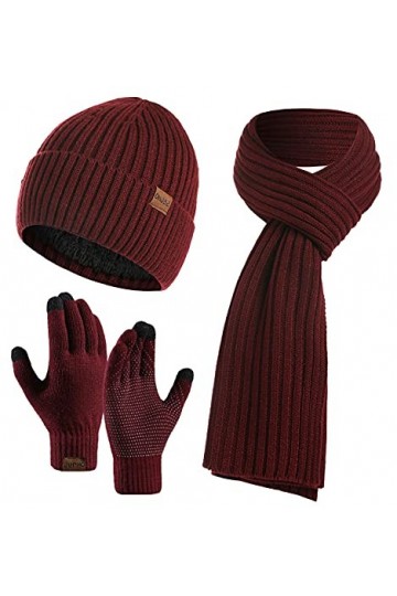 Yutdeng Ensemble Tricotés Bonnet Écharpe Longue e Gants Écran Tactile pour Homme Femme Classique dhiver Chaud Doublure en Po