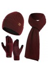 Yutdeng Ensemble Tricotés Bonnet Écharpe Longue e Gants Écran Tactile pour Homme Femme Classique dhiver Chaud Doublure en Po