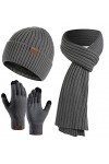 Yutdeng Ensemble Tricotés Bonnet Écharpe Longue e Gants Écran Tactile pour Homme Femme Classique dhiver Chaud Doublure en Po