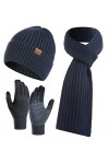 Yutdeng Ensemble Tricotés Bonnet Écharpe Longue e Gants Écran Tactile pour Homme Femme Classique dhiver Chaud Doublure en Po