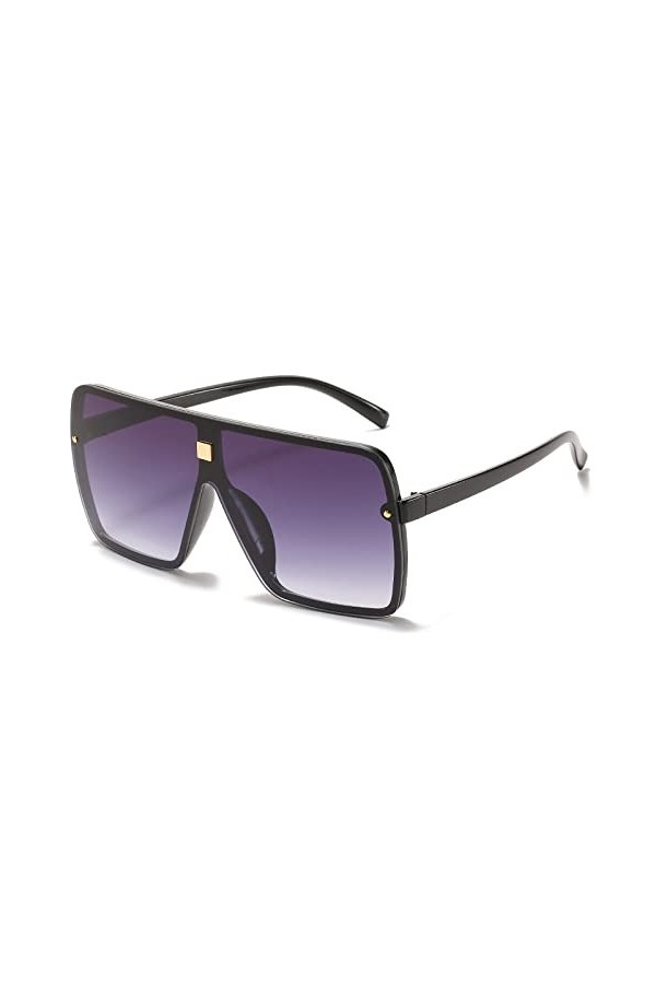 Lunettes De Soleil Une Pièce Femmes Lunettes De Soleil Carrées Hommes Femmes Lunettes,C2 Noir-Gris