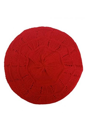 Hysunland Béret tricoté doublé en satin pour femme - Pour lhiver et lautomne - Couleur unie, Rouge B, Taille unique