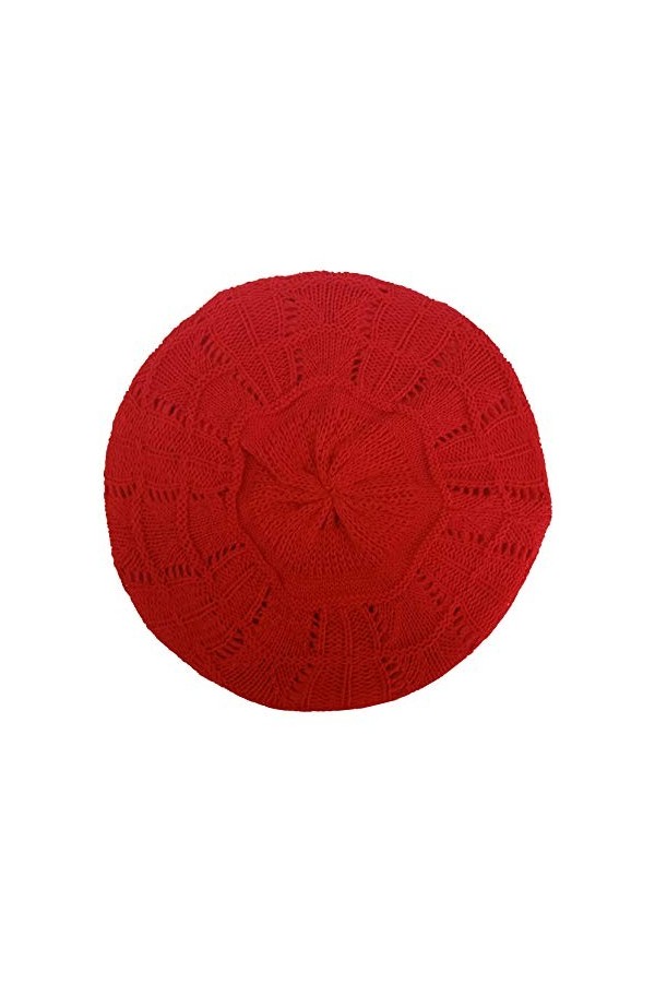 Hysunland Béret tricoté doublé en satin pour femme - Pour lhiver et lautomne - Couleur unie, Rouge B, Taille unique