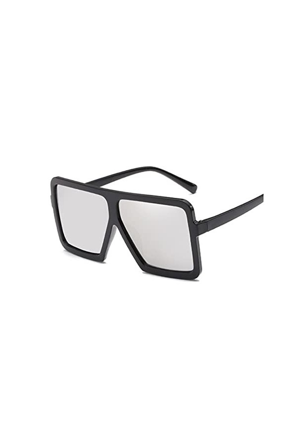 ZZDH Lunettes de Soleil Shades surdimensionnés Femmes Lunettes de Soleil Black Carré Big Cadre Lunettes de Soleil Vintage Ver